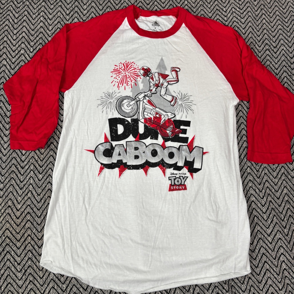 Disney Parks Toy Story Duke Caboom Red & White Baseball Tee